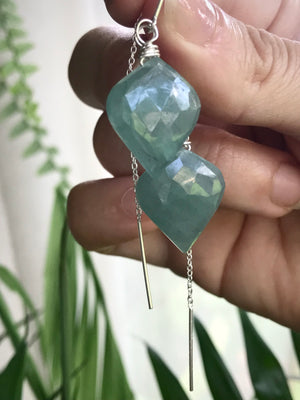 Aquamarine Sea Drop Threader Earrings