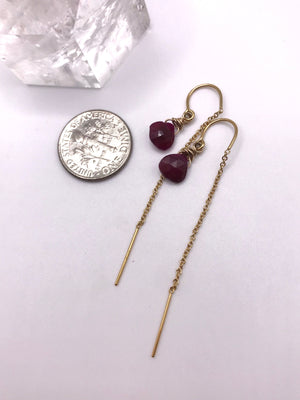 Ruby Drop Threader Earrings