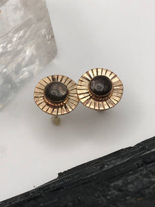 Solar Eclipse 14K gf & Black Moonstone Earrings