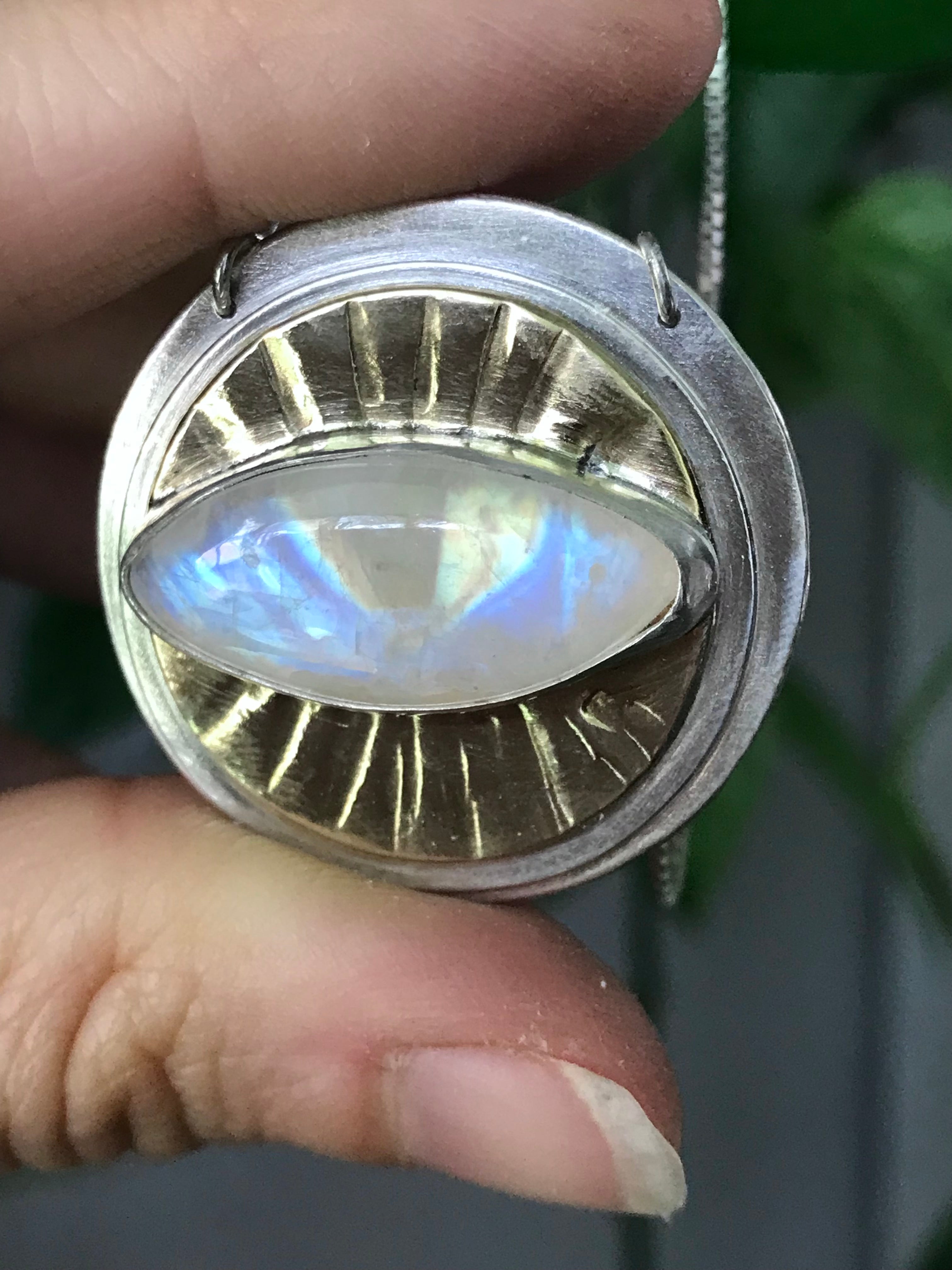 Mixed Metal Rainbow Moonstone Seeing Eye Amulet