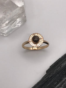 Solar Eclipse 14K gf & Black Moonstone Ring