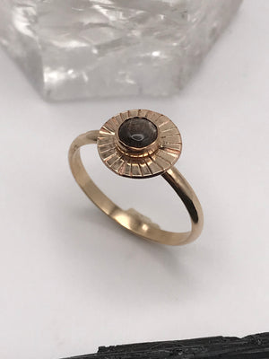 Solar Eclipse 14K gf & Black Moonstone Ring