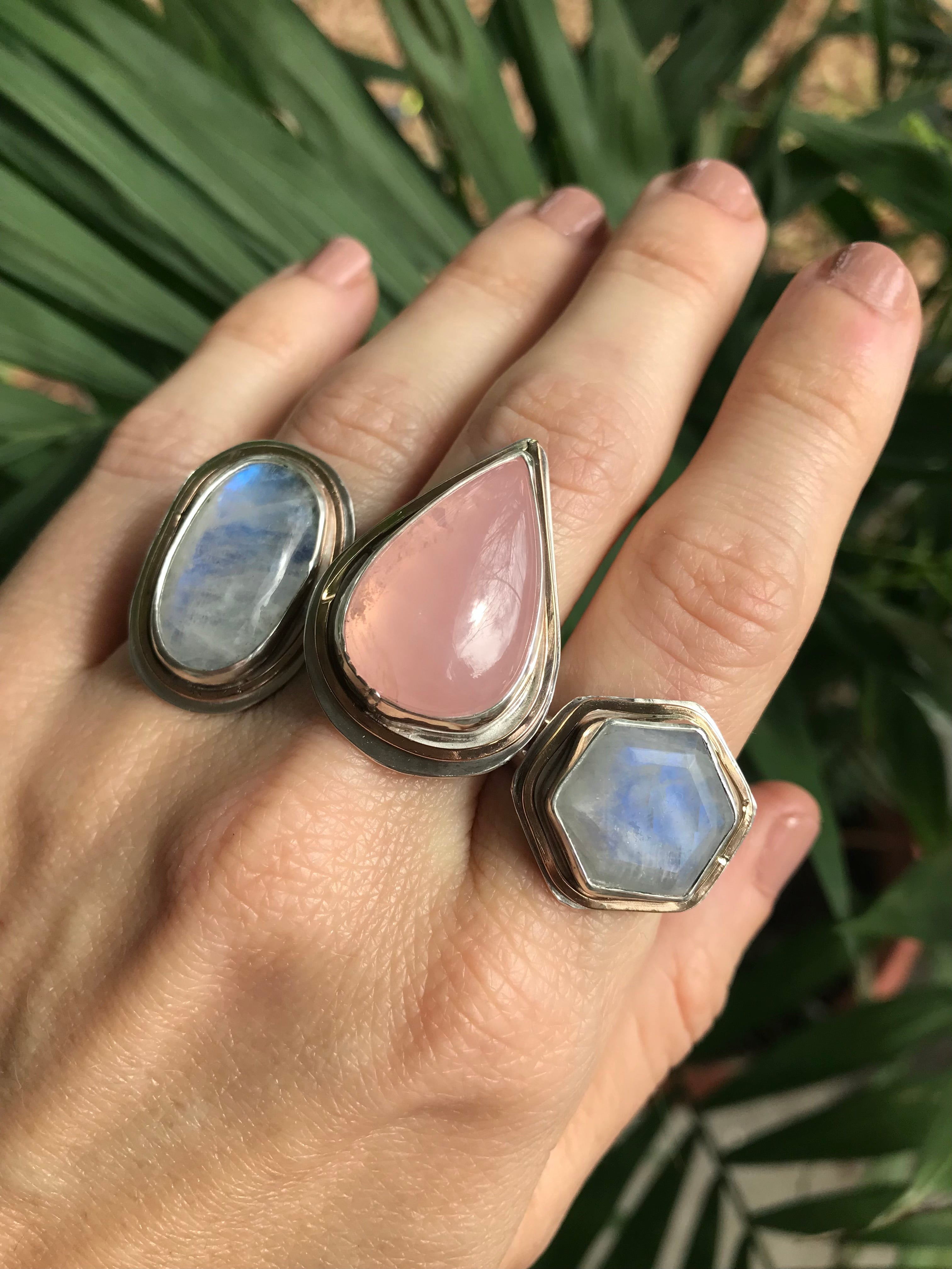 Oval Rainbow Moonstone Glowing Warmth Ring