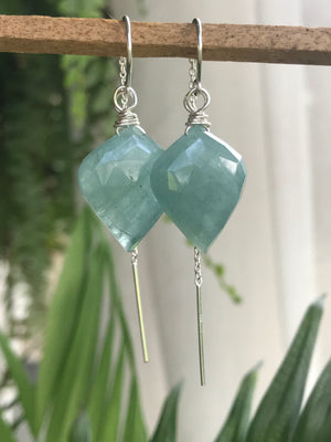 Aquamarine Sea Drop Threader Earrings