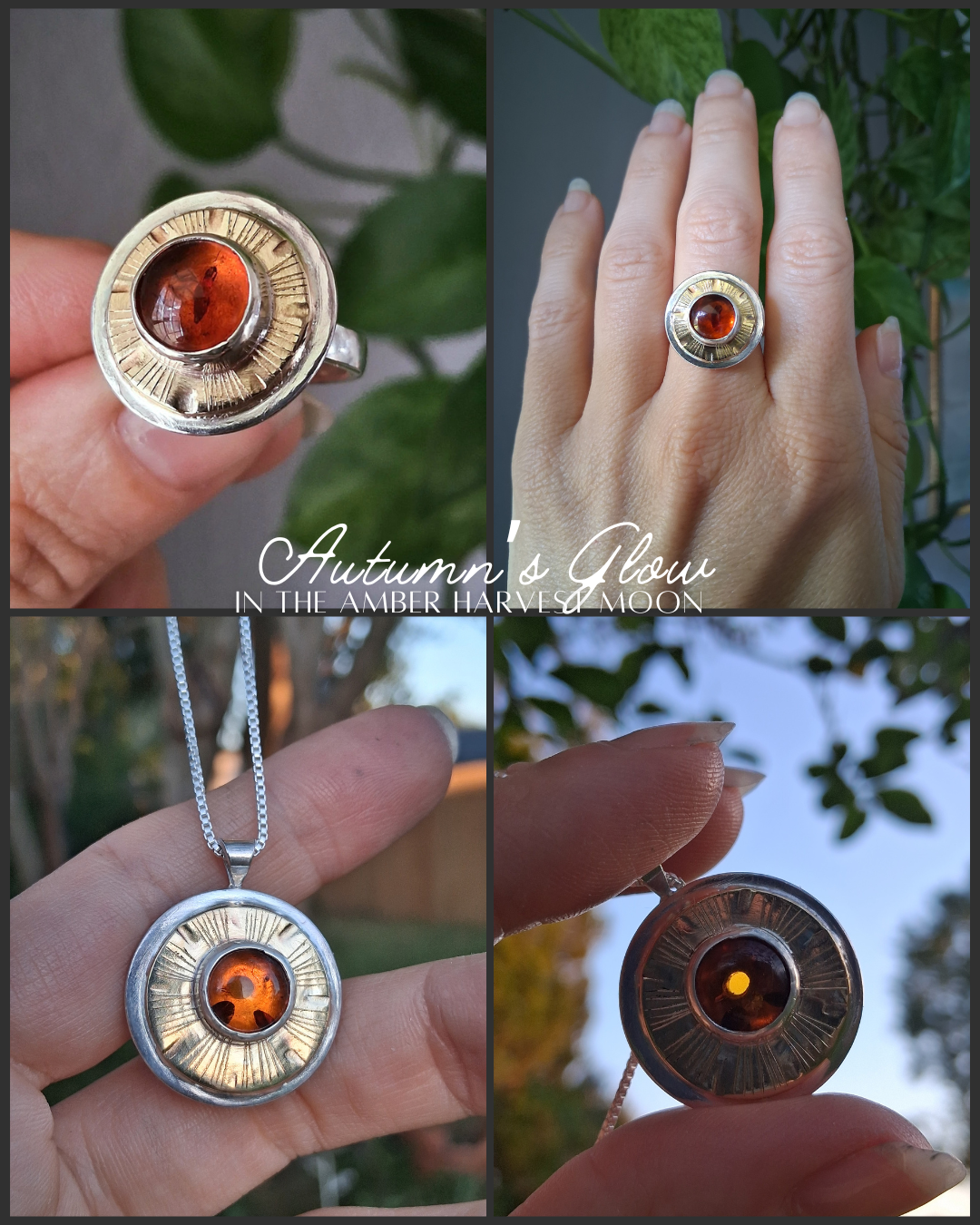 Inner Compass Necklace - Baltic Amber Harvest Moon