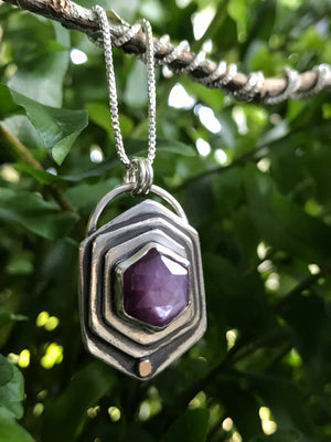 Hexagon Sapphire Queen Necklace *reserved*
