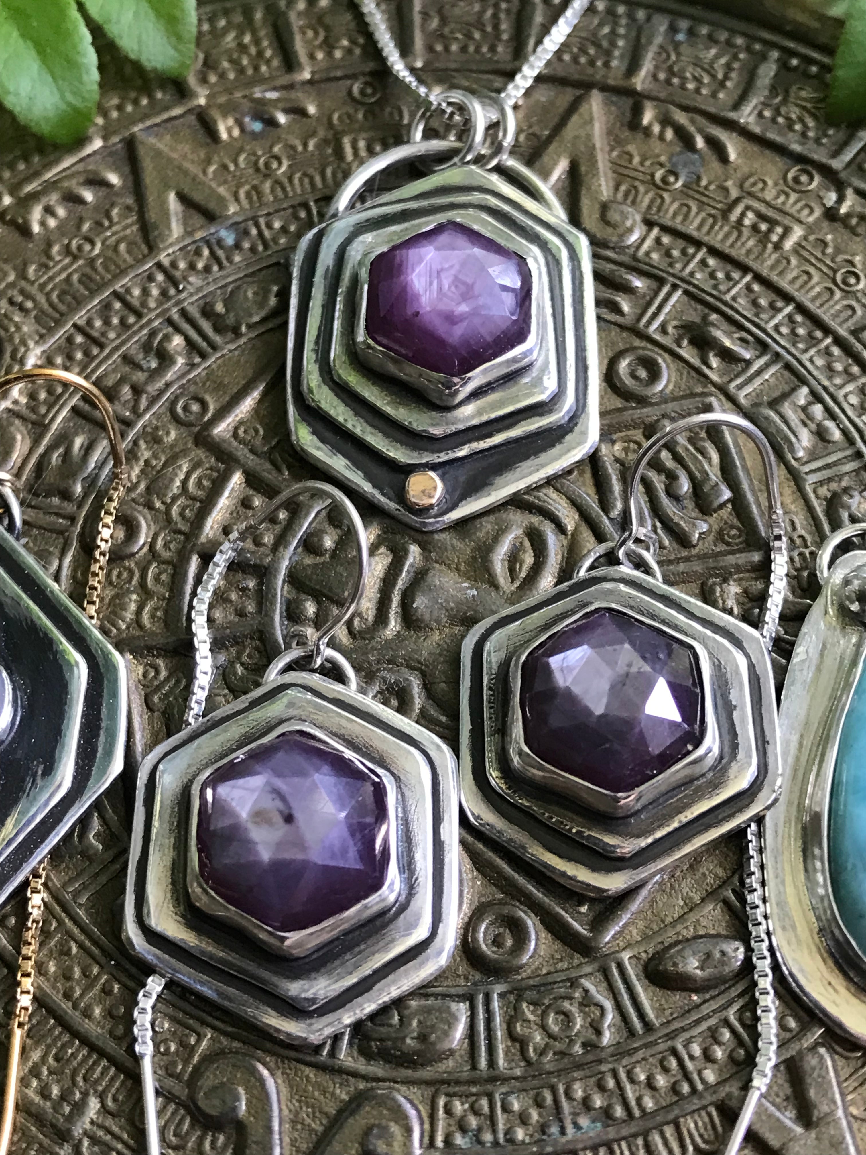 Hexagon Sapphire Queen Necklace *reserved*