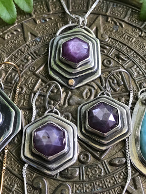 Hexagon Sapphire Queen Necklace *reserved*
