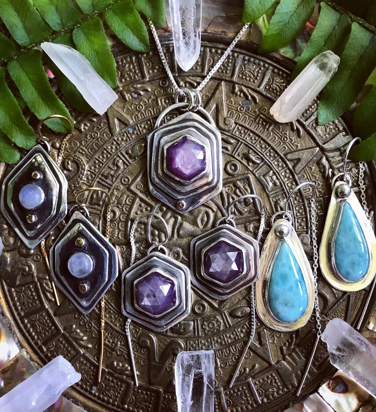 Moonstone Magic Mirrors Threader Earrings