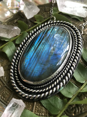 "With Eyes Open" Labradorite Shield Statement Necklace