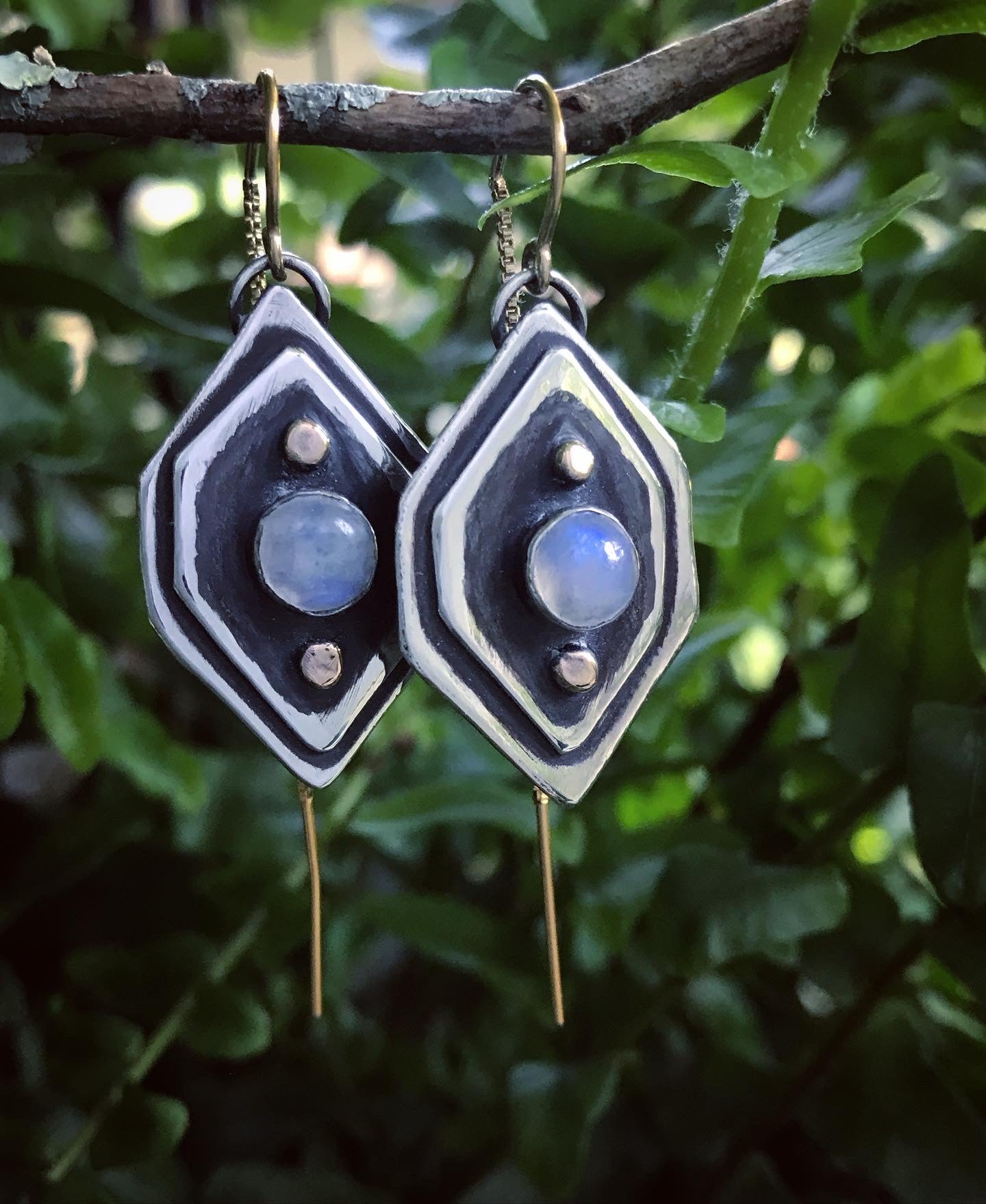 Moonstone Magic Mirrors Threader Earrings