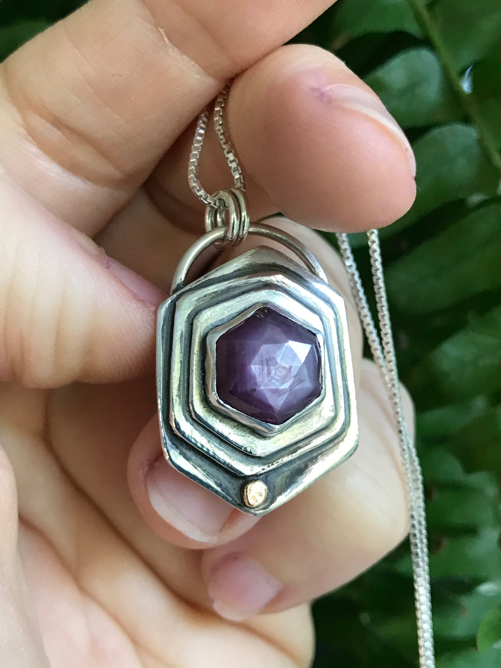 Hexagon Sapphire Queen Necklace *reserved*
