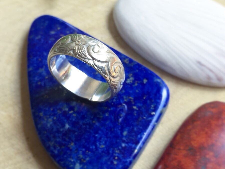 Wave Garden Sterling Silver Ring Band