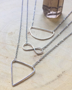 Infinity / The Feminine / Half Moon / Minimalist Silver Necklace