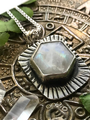 Hexy Moonstone Medallion *reserved*