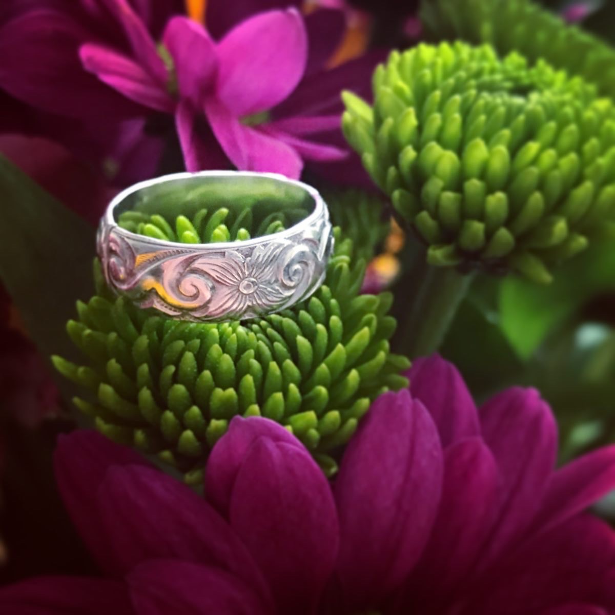 Wave Garden Sterling Silver Ring Band