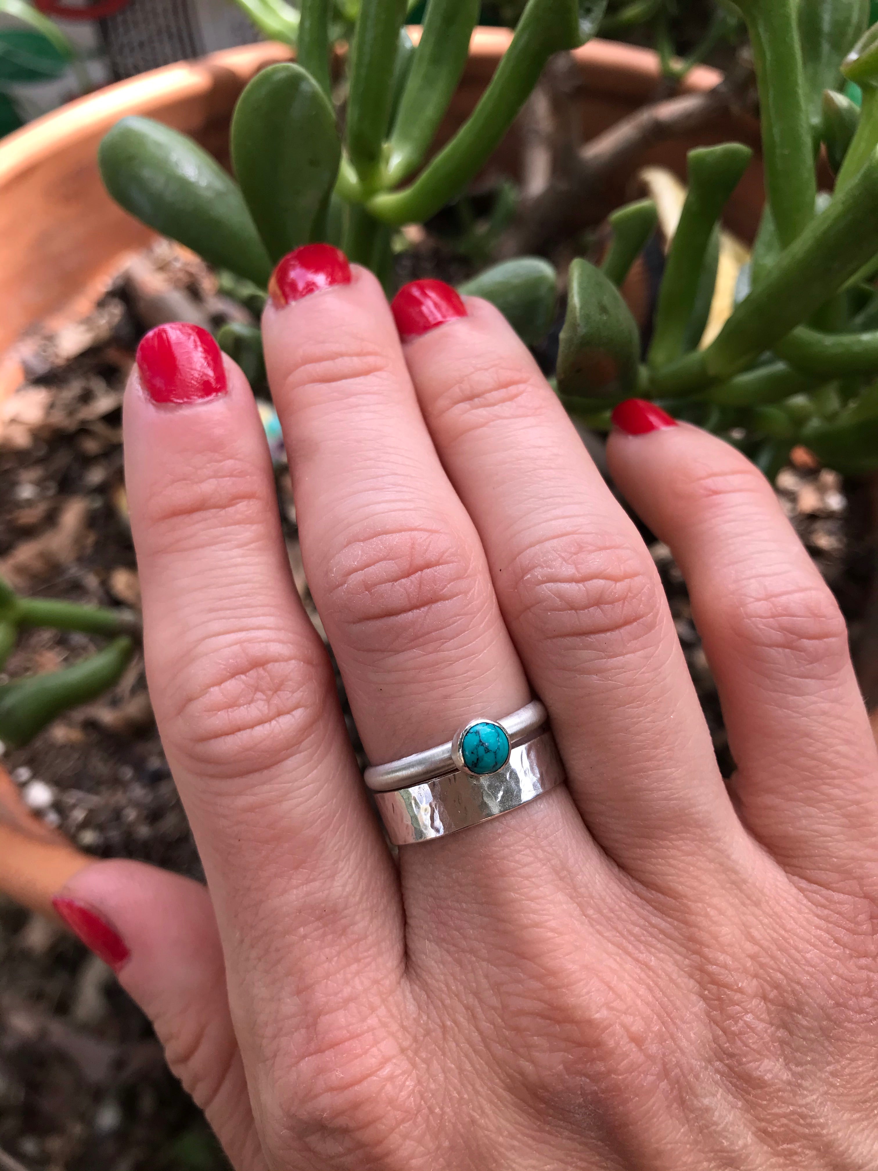 Turquoise: Small steps: Sterling Silver ring